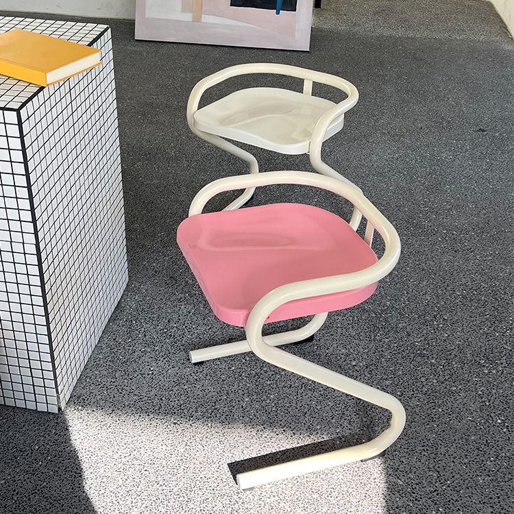 Metal Frame Dining Side Chair Modern Indoor Plastic Backless Chair