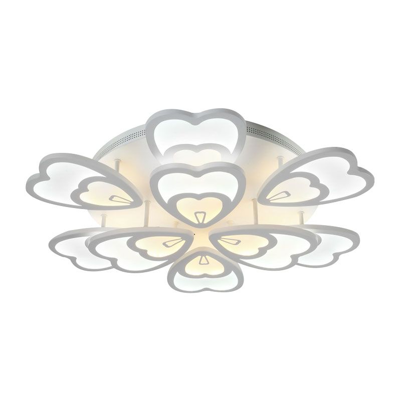 Luz de techo del corazón acrílico contemporáneo 6/9/12 luces de comedor de luces de montaje de montaje en luz cálida/blanca/natural