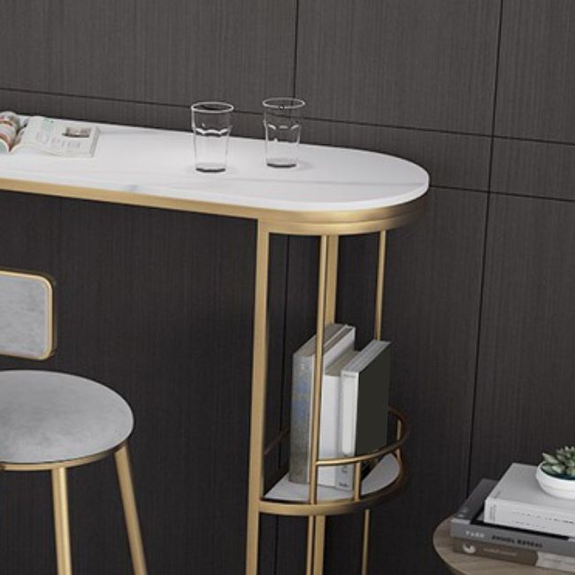 Double Storage Base Bar Dining Table Modern Oval Bar Dining Table