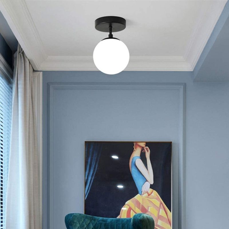 White Globe Shaded Ceiling Light Modernism Flush Mount Lighting for Foyer