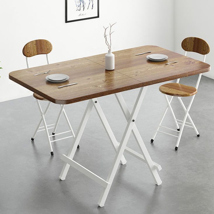 Metal and Wood Table Mid-Century Modern Style Folding Dining Table