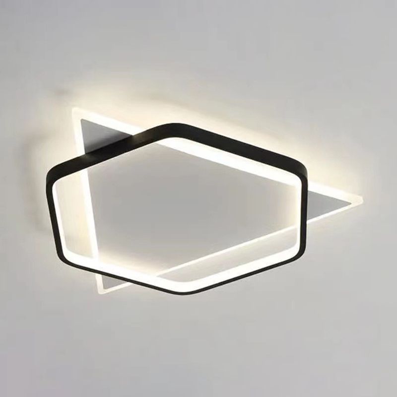 Black and White Geometric Surface Mounted LED Ceiling Light Nordic Acrylic Flush Light for Study Room