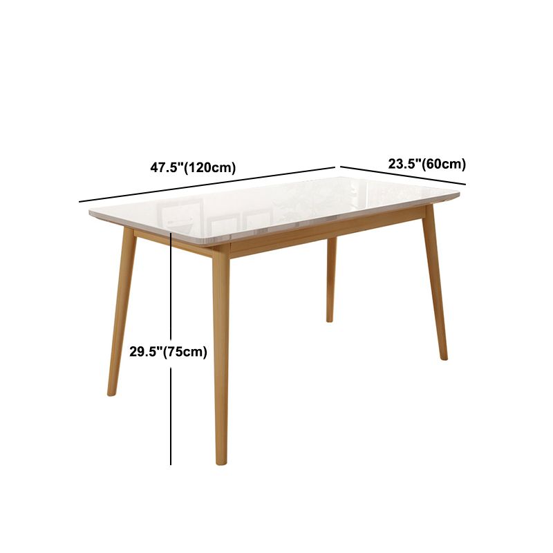 White Stone Top Dining Table Mid-Century Modern Table with 4 Legs