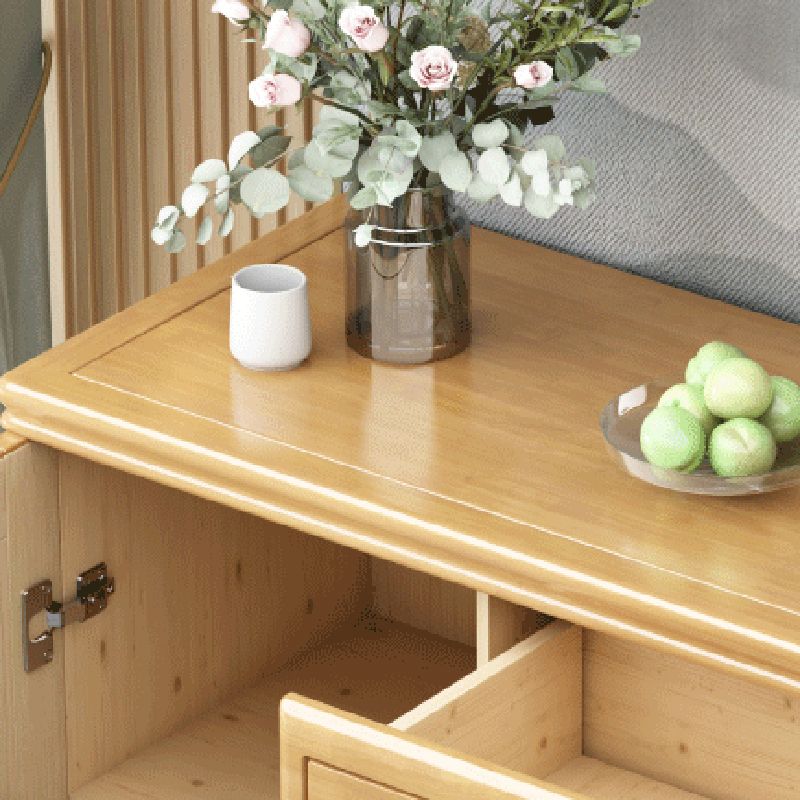 Rubberwood Accent Cabinet with Drawers Contemporary Storage Cabinet