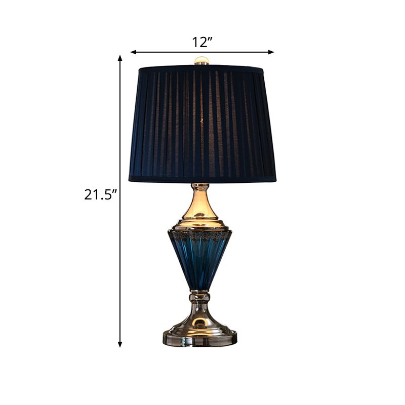 Zwarte vat schaduw nachttafel lamp vintage stijl geplooide stof 1 bol slaapkamer bureau licht