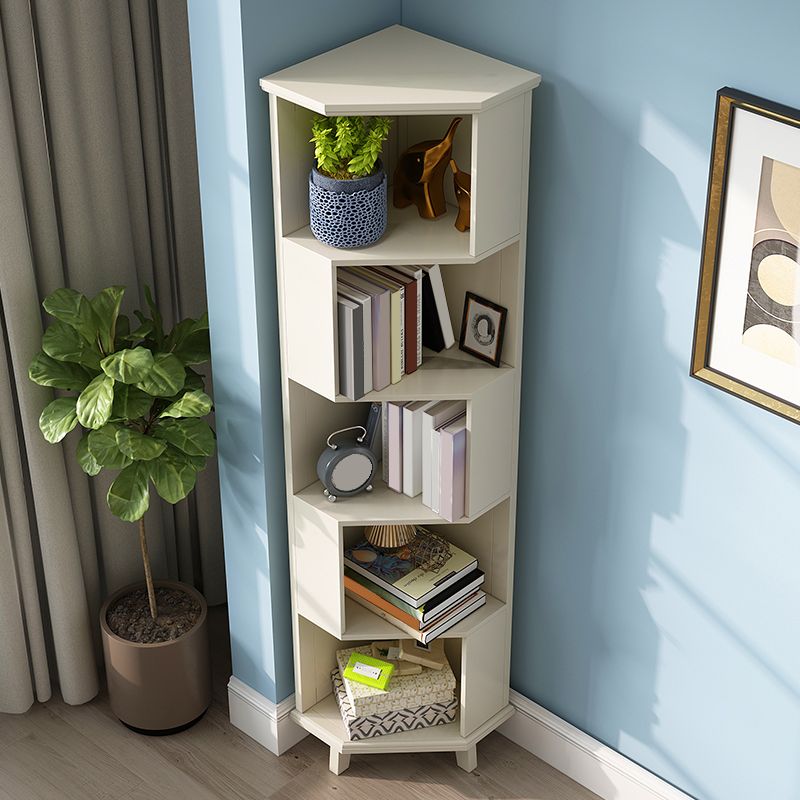 Brown / White Wooden Corner Chest, 15.75" Wide Accent Chest with Shelves