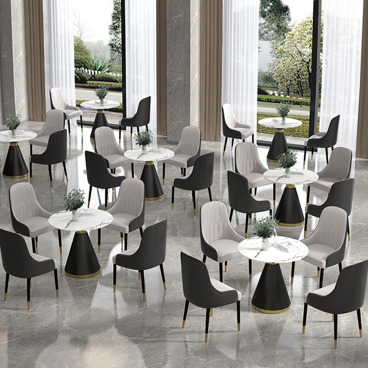 Metal Modern Round Dining Table Sintered Stone Table for Dining Room and Kitchen