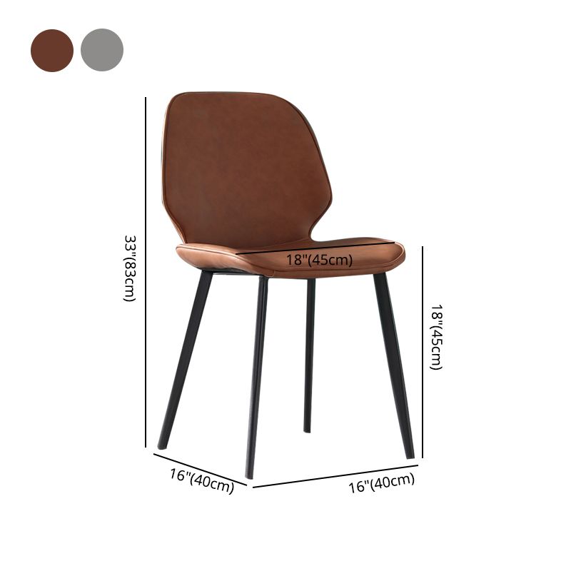 Sillas de comedor sin brazos tapizadas Sillas laterales con respaldo de cuero con patas de metal