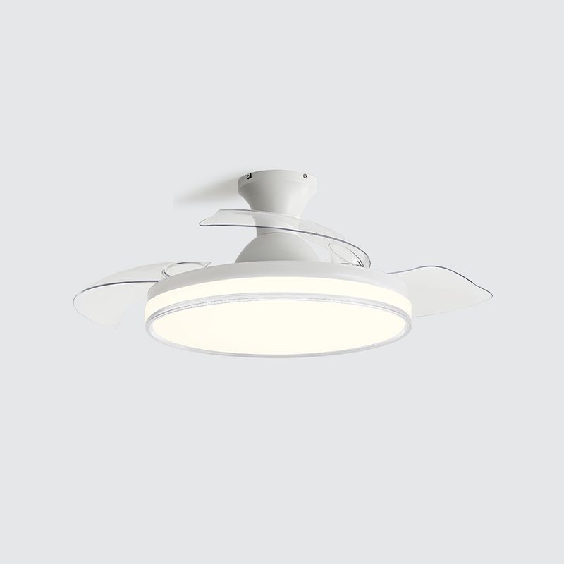 Circular Bedroom Ceiling Fan Light Frequency Conversion Nordic Style LED Semi Flush Mount