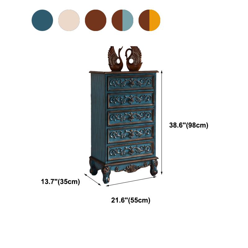 American Traditional Style Storage Chest Vertical Wood Dresser with Multi Drawers