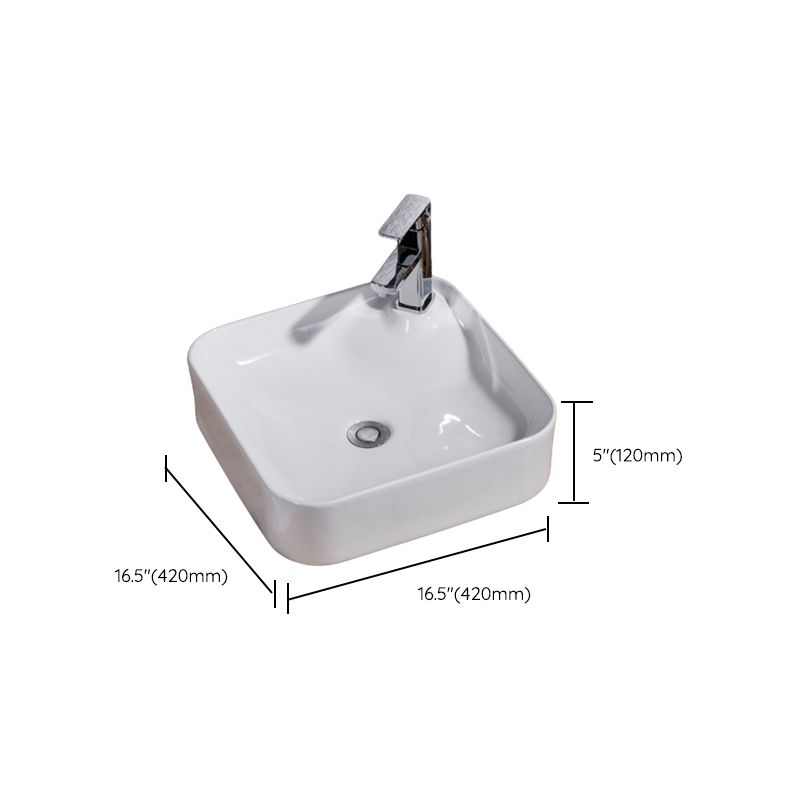 Modern Bathroom Sink Solid Color Porcelain Vessel Bathroom Sink