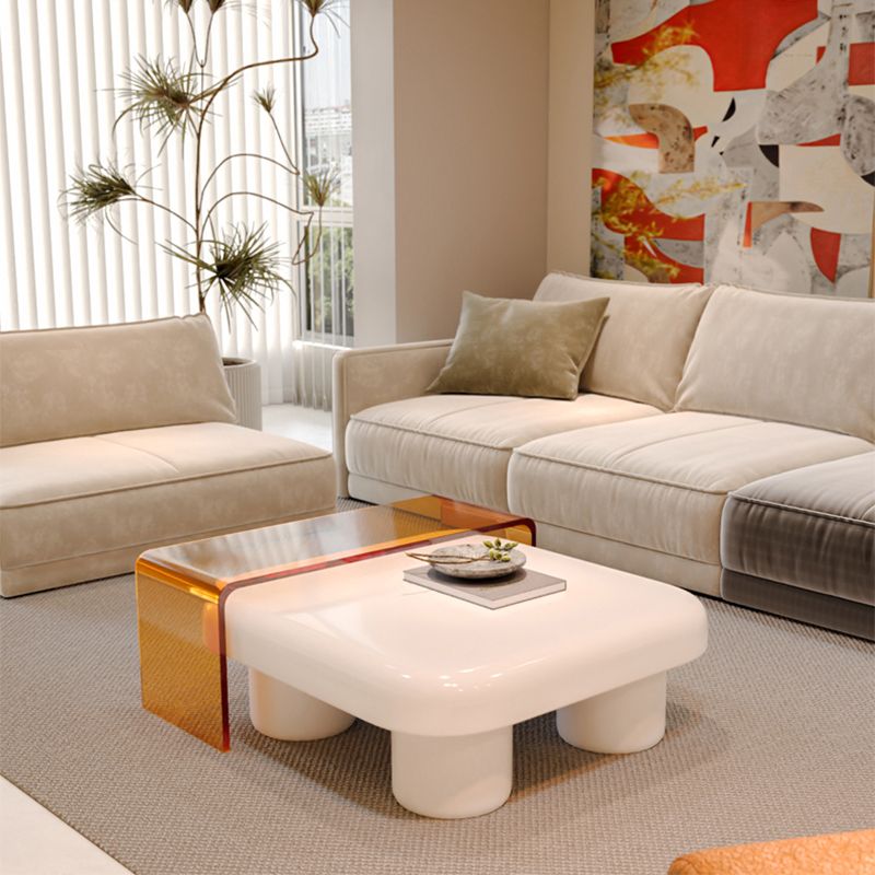 Contemporary 2 Nesting Coffee Table Set Square 4 Legs Cocktail Table