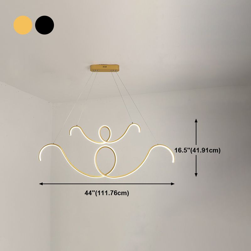 Moderner Stil Linearer Form Island Lichter Metal Island Beleuchtung für Esszimmer