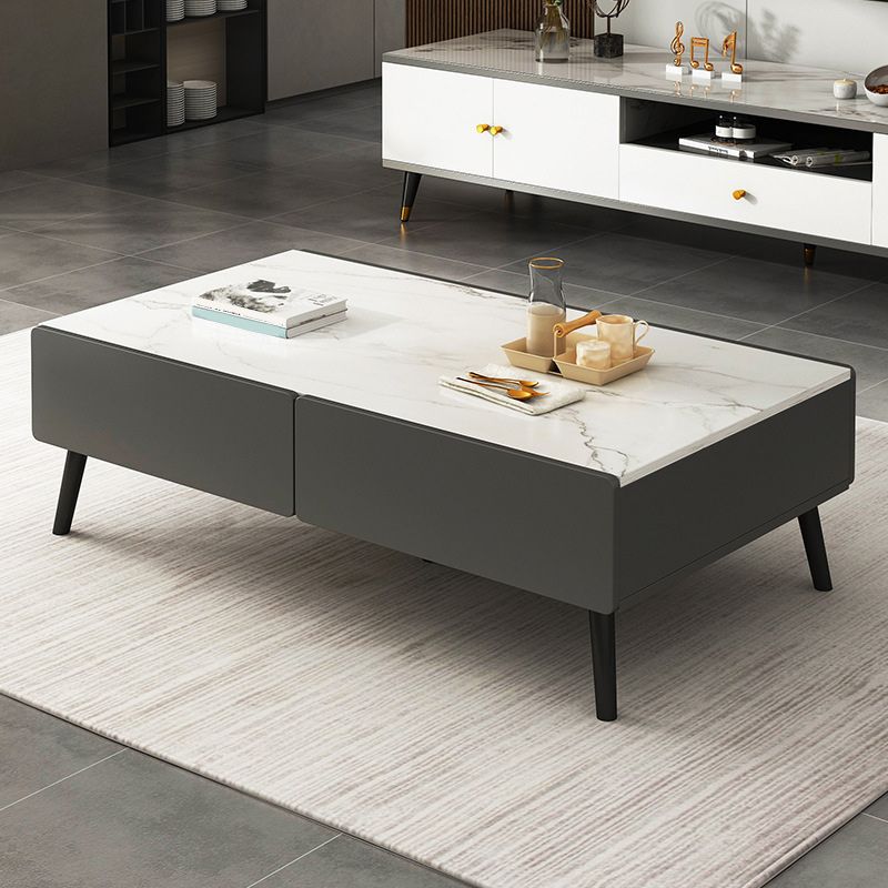 Stone Rectangle Contemporary Coffee Table 4 Legs Coffee Table