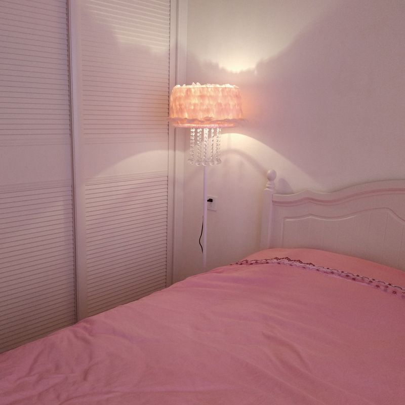 Apricot/blanco/rosa Luz de loto Novedad nórdica 1 lámpara de pie de pluma de bombilla con orbes de cristal