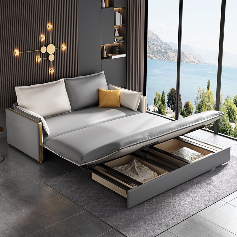 31" Wide Glam Futon Sofa Bed Gray Futon Sleeper Sofa with Storage