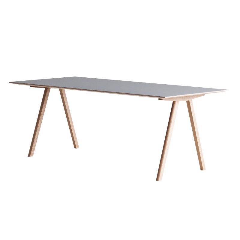 Rectangle Minimalist Dining Table Two-Color Fixed Table with Solid Wood