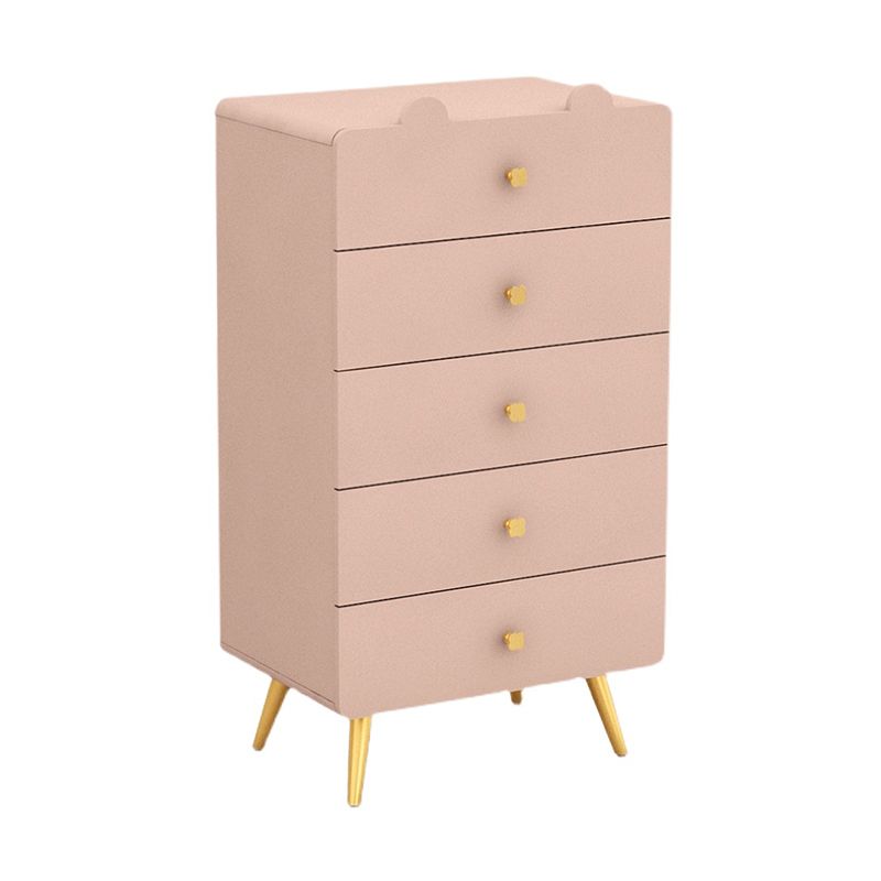 White and Pink Bedroom Dresser Modern Style Wooden Storage Chest with Multi Drawers