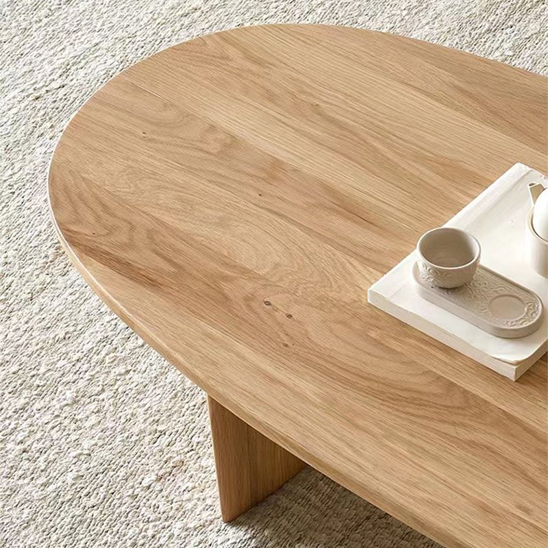 2 Legs Coffee Table Contemporary Solid Wood Coffee Cocktail Table