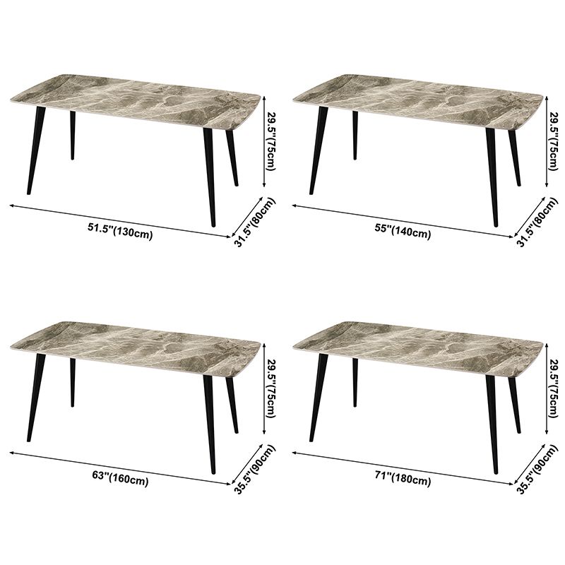 Metal Modern Rectangle Dining Table Sintered Stone Dining Table for Kitchen and Dining Room