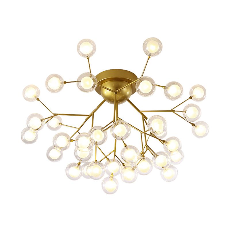 Metallic Tree Branch LED Semi Flush Light Nordic Style Flush Mount Ceiling Chandelier