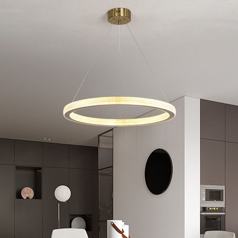 1/3/4-Tier Circle Acrylic Suspension Pendant Minimalism Brass LED Chandelier Light Fixture