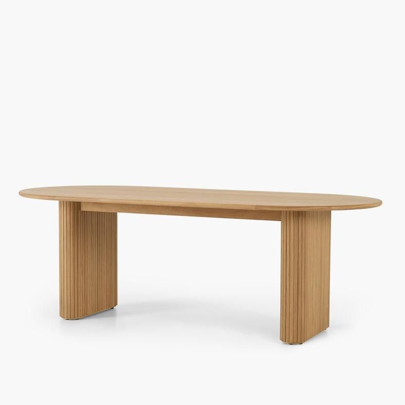 Double Pedestal Furniture Simplicity Style Oval Solid Wood Dining Room Collection