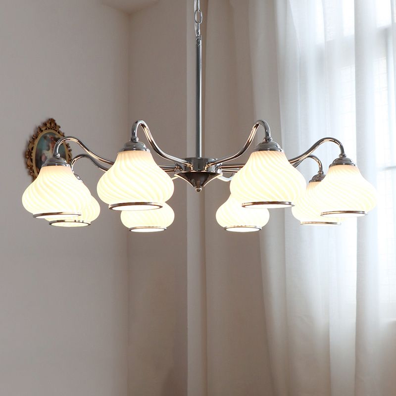 Modern Pendant Light Silver Glass Sputnik Ceiling Light for Living Room
