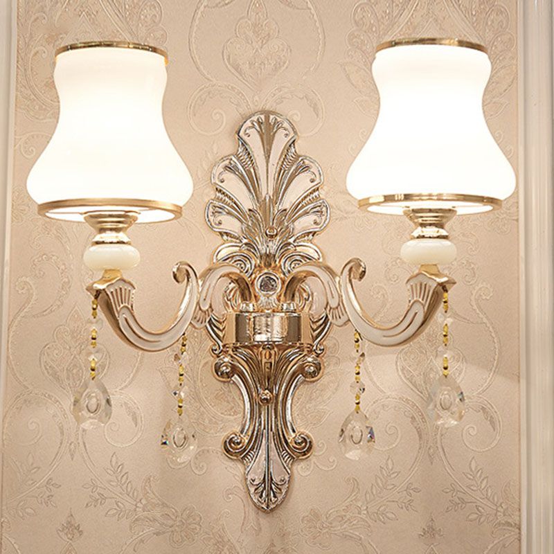 Lámpara de montaje de pared del brazo del brazo del oro del oro Simple Light Metallic Wall Light con acento de cristal