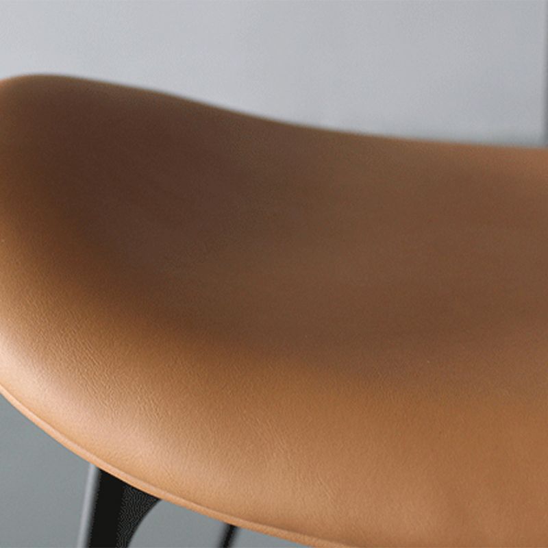 Contemporary Metal Barstool Low Back Faux Leather Cushion Footrest Stool in Matte Finish