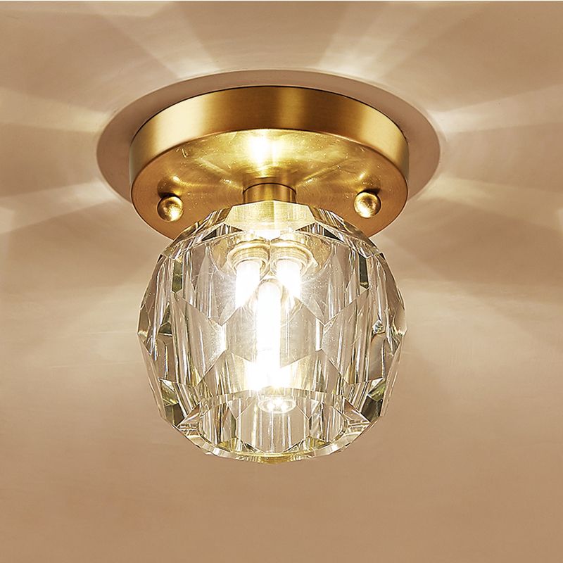 Crystal Round Ceiling Flush Mount Light Simplicity Style Ceiling Mounted Light in Gold