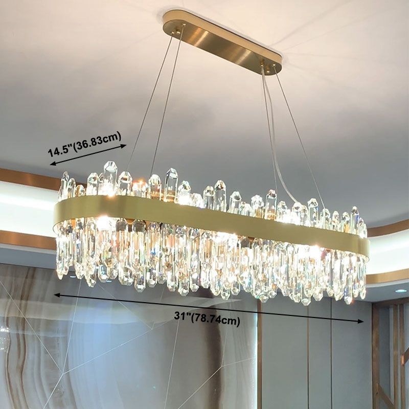 Post Modern Style Crystal Island Light Gold Simplicity Hanging Light for Dining Room