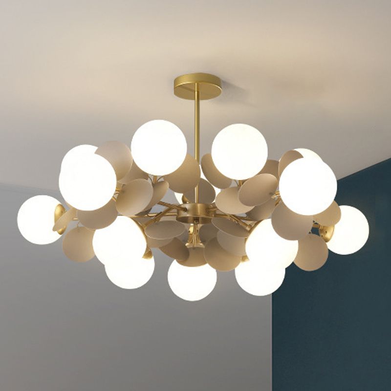 Moderne stijl bol plafond hanglamp multi -lichten melkglas kroonluchter verlichting