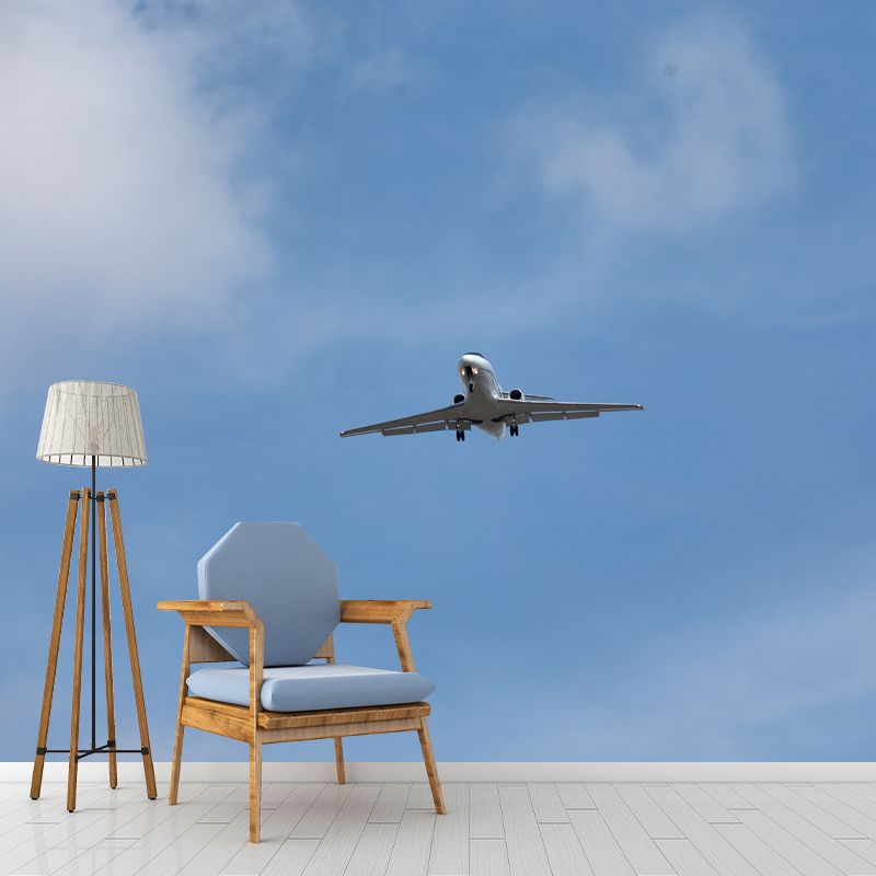 Modern Airplane Transportation Photo Simple Mural Wallpaper for Sitting Room