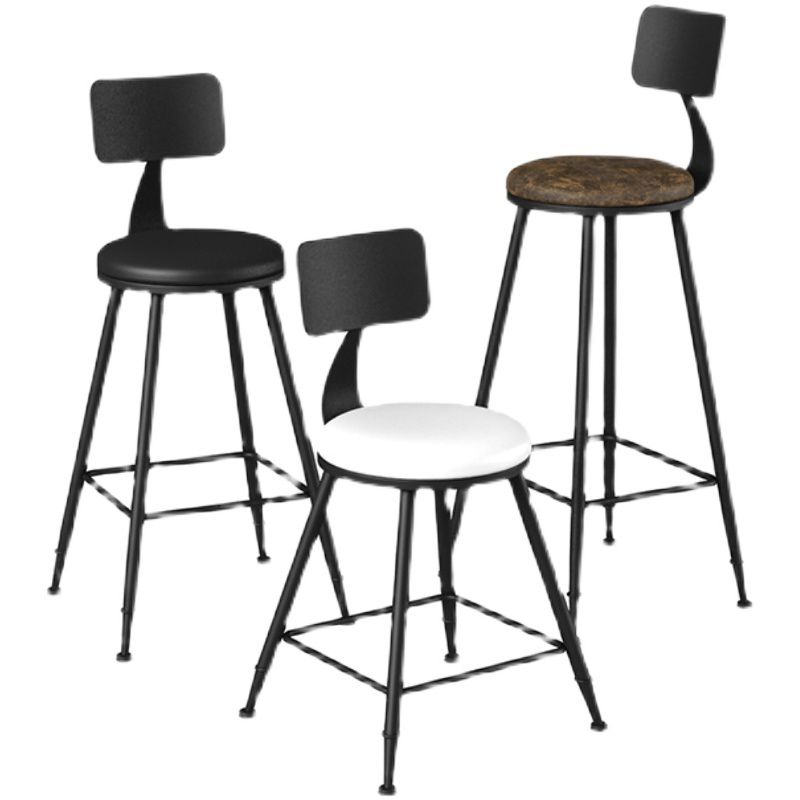 Modern Armless Backrest Counter Stool Iron Bar Stool with Seat and Pedal for Bar