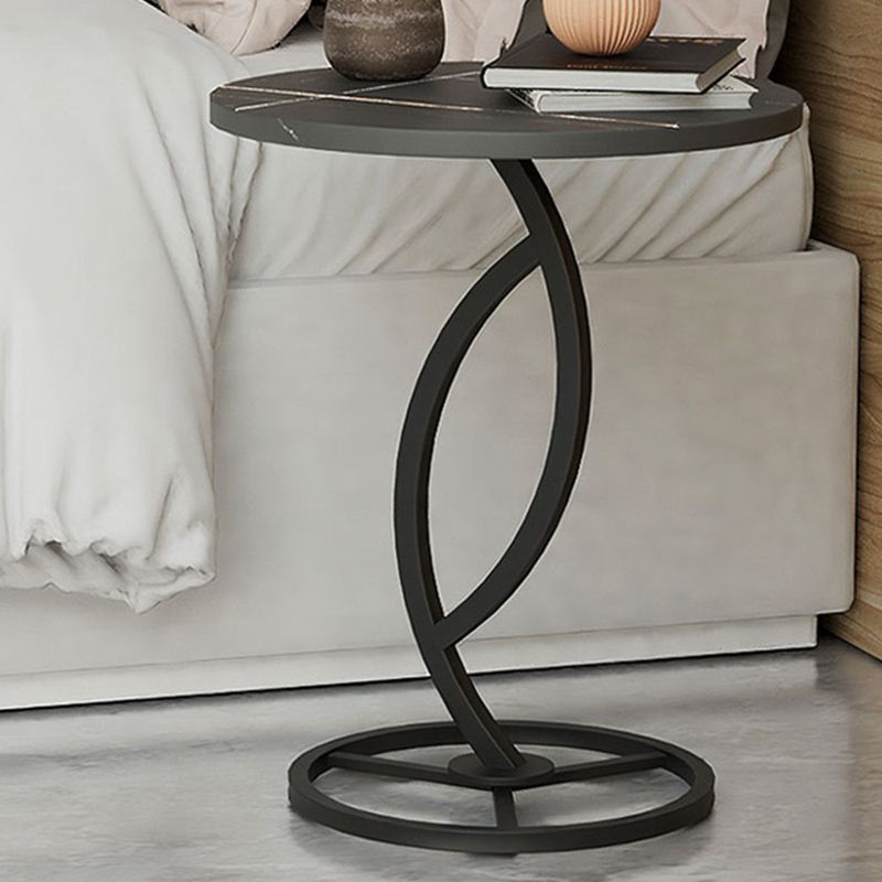 Minimalism Slate and Metal Single Coffee Table Frame Round Glam Coffee Table