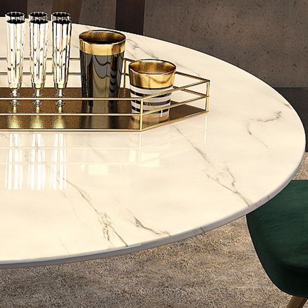 Metal and Stone Table Glam Style Minimalist Round Dining Table for Home Living Room
