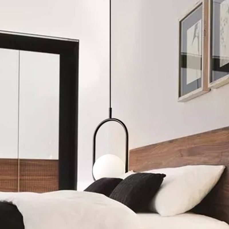 1 luminaires suspendus légers au milieu du siècle moderne en verre blanc suspendu suspendu pour chambre à coucher