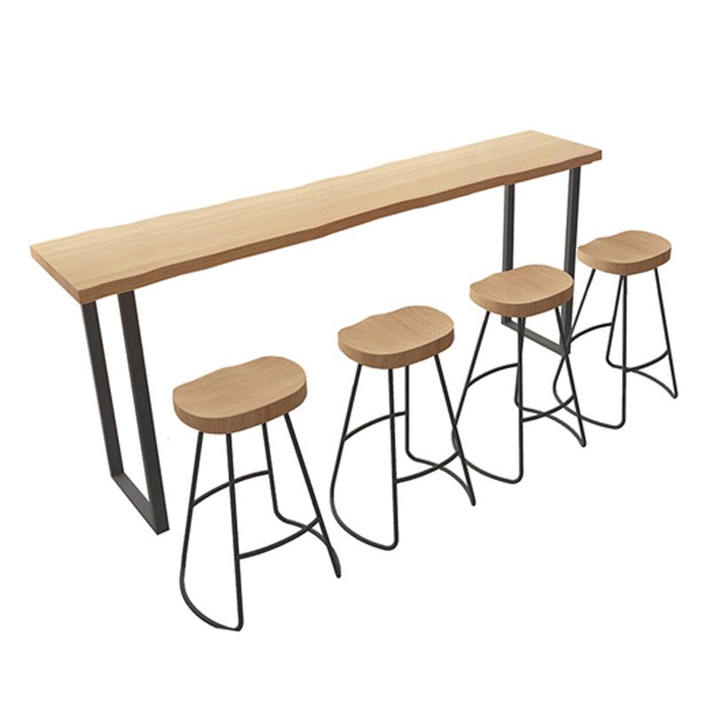 Rectangular Solid Wood Bar Table Set 1/5/9 Pieces Counter Table with Backless Stools