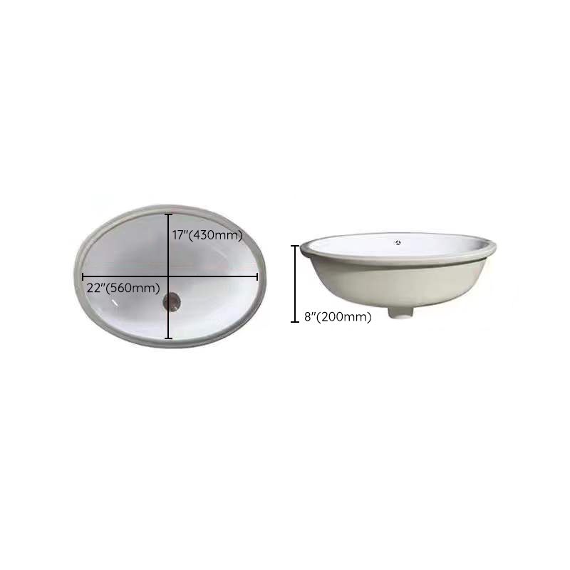 Modern Undermount Vanity Sink Oval Porcelain with Pop-Up Drain Bathroom Sink