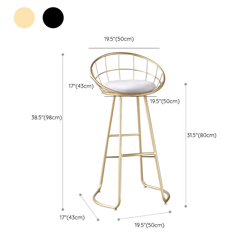 Contemporary Style Counter Stool Upholstered Bar Stool with Metal Base