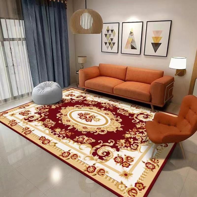Alfombra de área azul tradicional alfombra de medallón impresa poliéster alfombra alfombra alfombra para salón para salón