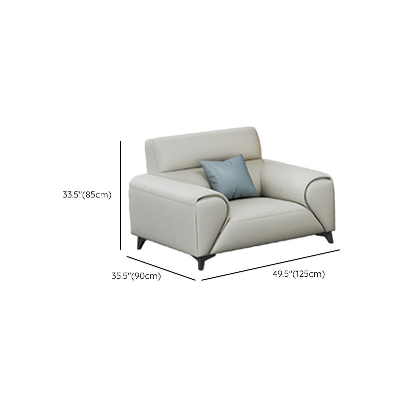 Contemporary Faux Leather Stationary Living Room Recessed Arm Sofa Chaise
