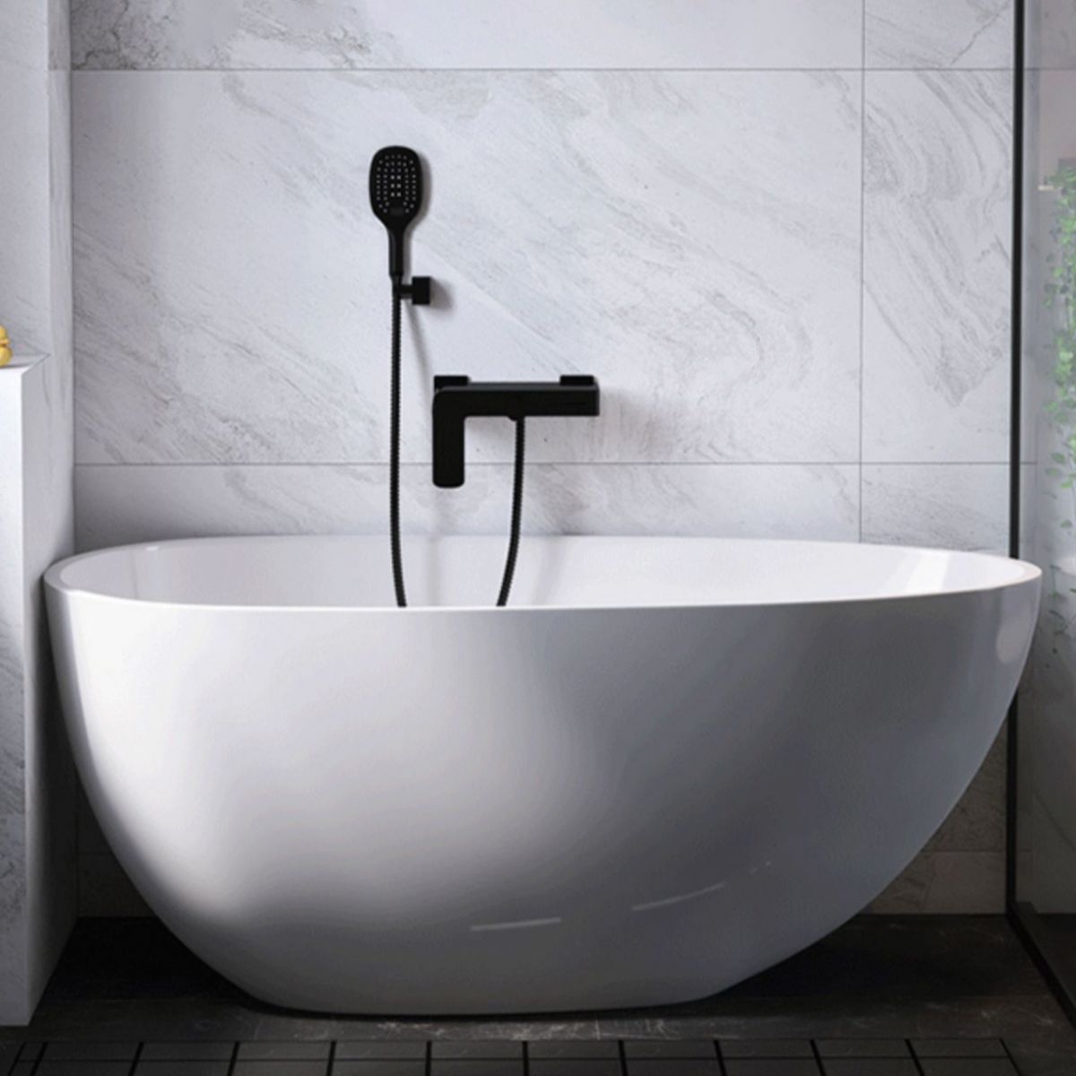 Antique Finish Soaking Bathtub Back to Wall Oval Modern Bath Tub