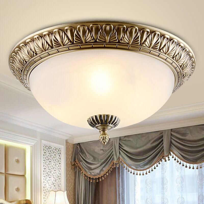 Plafonnier géométrique en verre blanc, Style traditionnel, plafonnier pour chambre à coucher