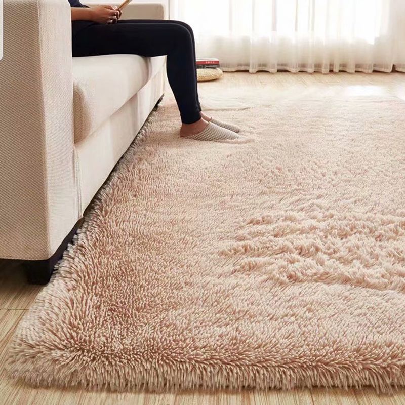 Fluffy Plain Rug Multi Colored Casual Rug Synthetics Washable Pet Friendly Anti-Slip Rug for Living Room