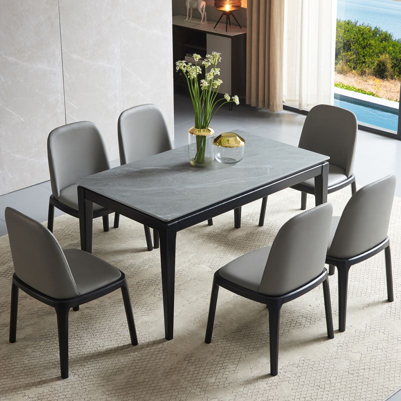 Moderne stijl thuis gesinterde stenen eettafel rechthoekige vormtafel met 4 potenbasis
