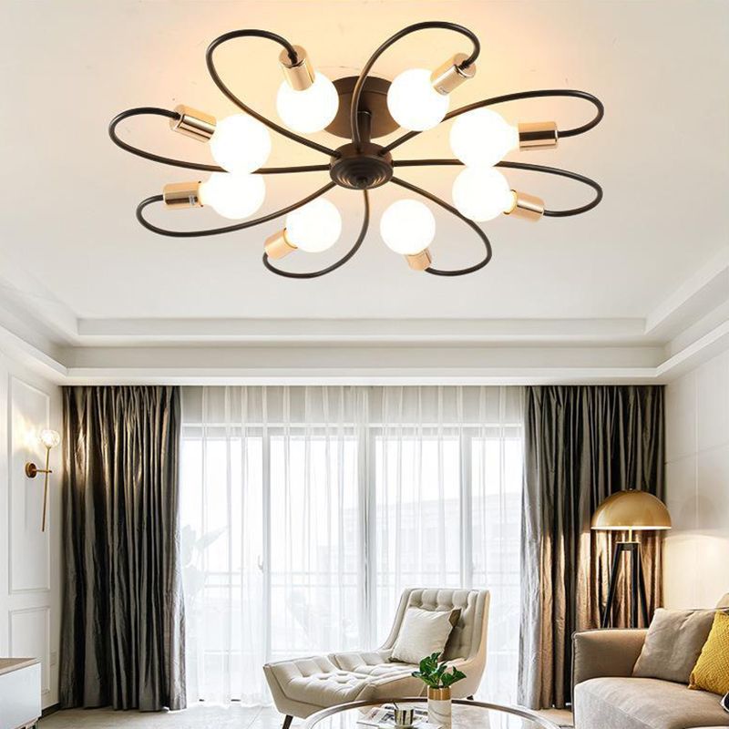 Modern Metal Ceiling Light Golden/Black Flush Mount Lighting for Home
