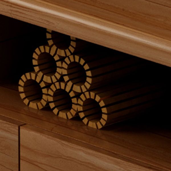 Brown Rubber Wood TV Stand Contemporary Style TV Cabinet with 2 Drawers