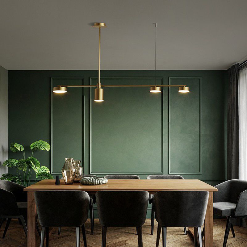 Cylinder Island Lights Modern Metal 4 Light Island Lighting in Gold